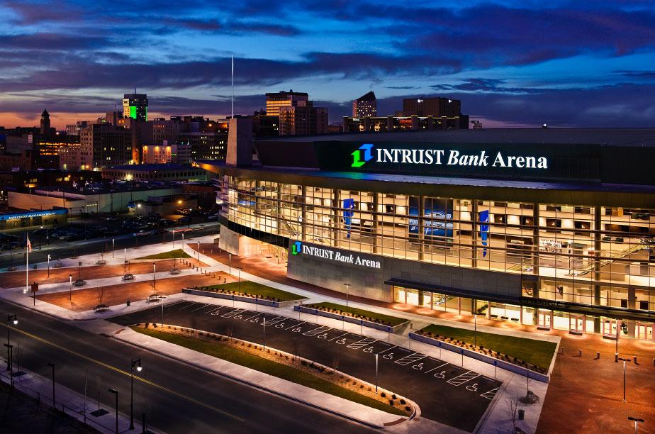 Downtown Wichita with the Intrust Bank Arena in the foreground